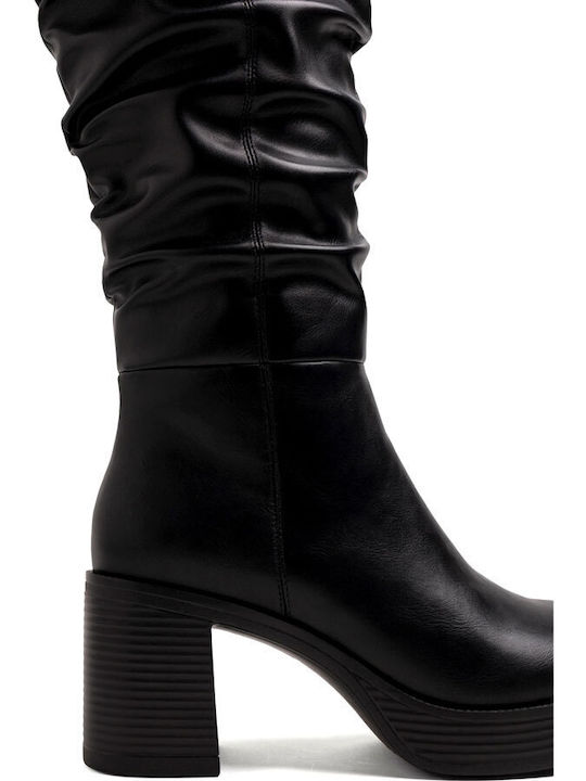 Damenstiefel mit Mittelhohem Absatz in Schwarz