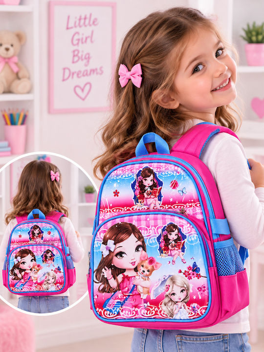 School Backpack For Elementary With Water Bottle Holder Pink