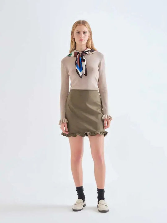 High Waist Mini Skirt Olive