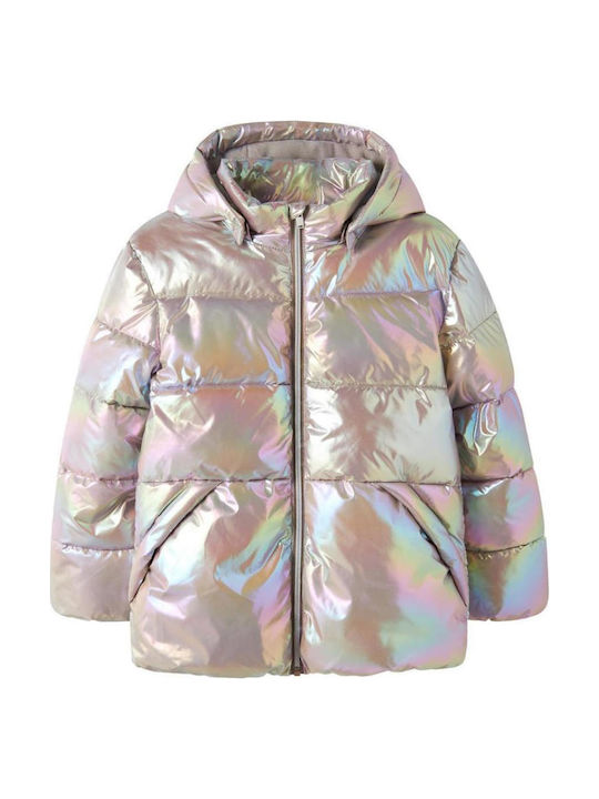 Kids Quilted Long Hooded Jacket Fungi