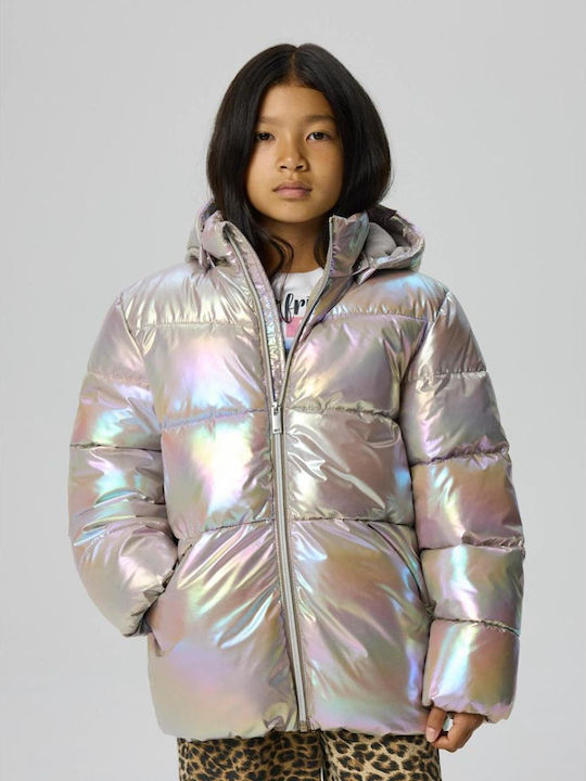 Kids Quilted Long Hooded Jacket Fungi