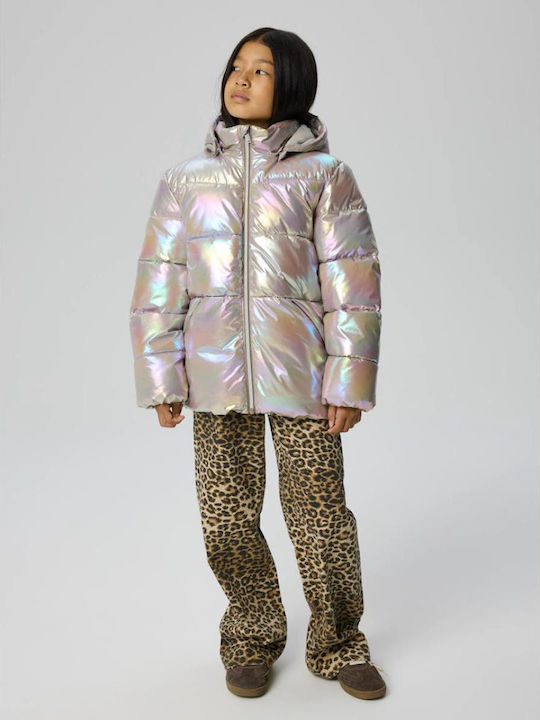 Kids Quilted Long Hooded Jacket Fungi