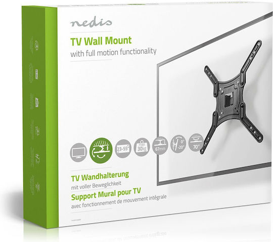 Nedis TVWM1330BK Стенна Телевизионна Стойка с Удължително Рамо до 30 кг Черна