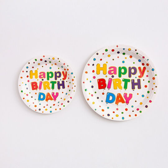 10 Einwegplatten Flippy Happy Birthday Druck Papp 23 Cm Durchmesser Mehrfarbig