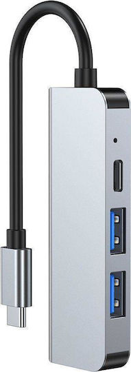 Tech-Protect v2 Hub mit 4 Anschlüssen mit USB-C Verbindung Grau