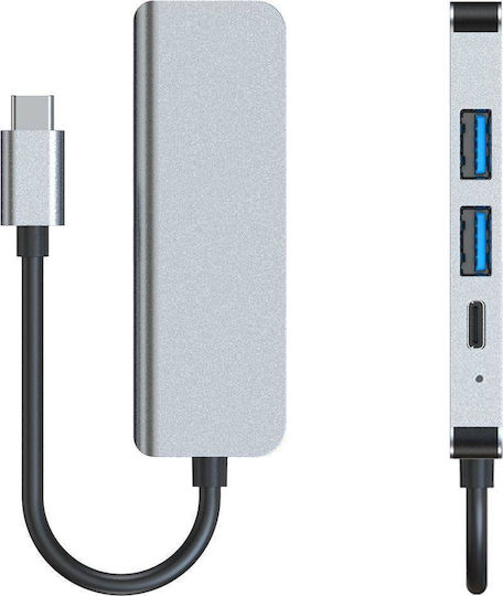 Tech-Protect v2 Hub mit 4 Anschlüssen mit USB-C Verbindung Grau