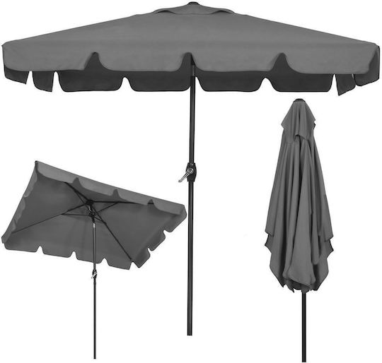 Umbrelă Pătrată Metalică Gri 1.95x1.22m