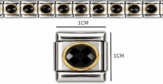 Steel Diy Bracelet Elements Black Oval Stone