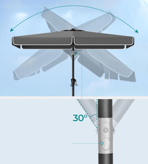Umbrelă Pătrată Metalică Gri 3x2m