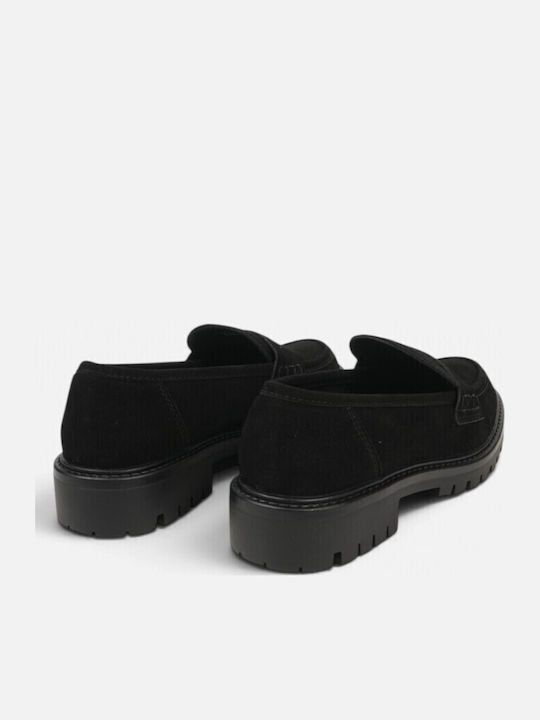 Suede Damen Mokassins in Schwarz Farbe