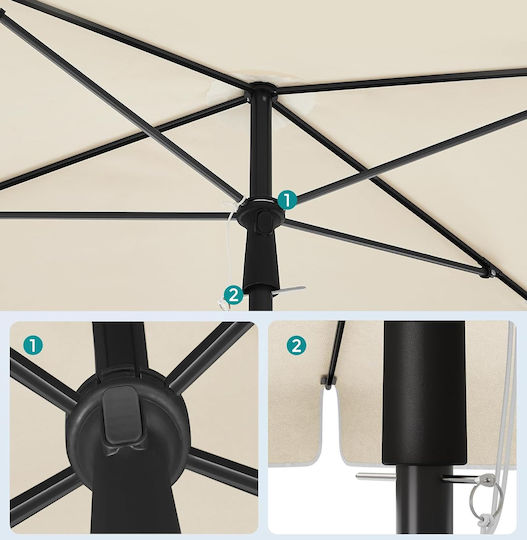 Umbrelă Pătrată Metalică Bej 2.3x1.5m