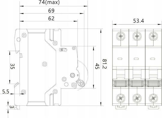 Elektro Plast Automatischer Leistungsschalter 25A Tripolar 87.680