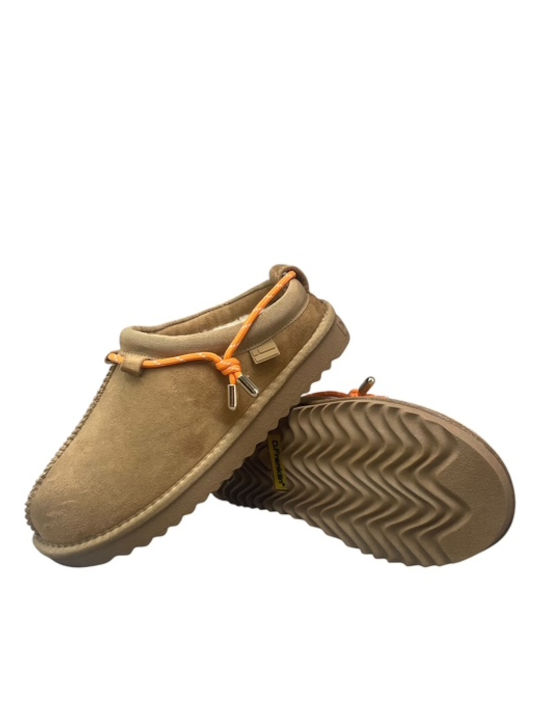 Winter Damen Hausschuhe Stiefeletten mit Pelz Beigen GY-08590-7-2