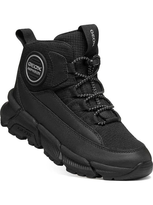Flexyper Plus Abx Leder Kinderstiefel mit Schnürsenkeln Schwarz