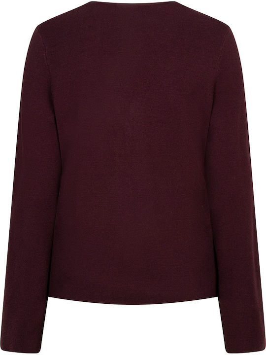 Gestrickte Damen Strickjacke Burgundisch