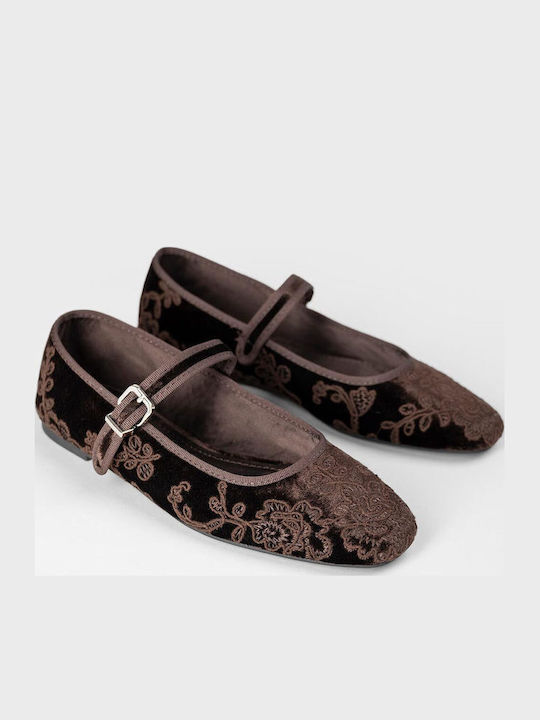 Damen Ballerinas Spitz zulaufend Braune