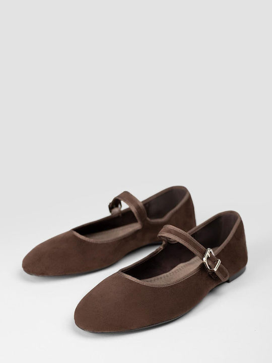 Super Mode Wildleder Damen Ballerinas Spitz zulaufend Braun