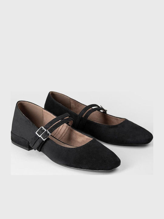Wildleder Damen Ballerinas Spitz zulaufend Schwarze