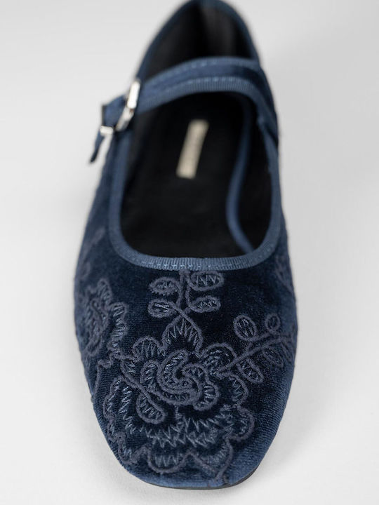 Damen Ballerinas Spitz zulaufend Blau