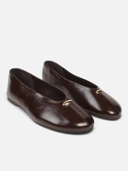 Damen Ballerinas Spitz zulaufend Braune