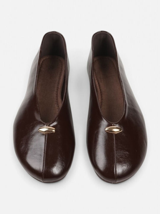 Damen Ballerinas Spitz zulaufend Braune