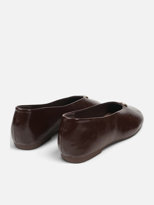 Damen Ballerinas Spitz zulaufend Braune