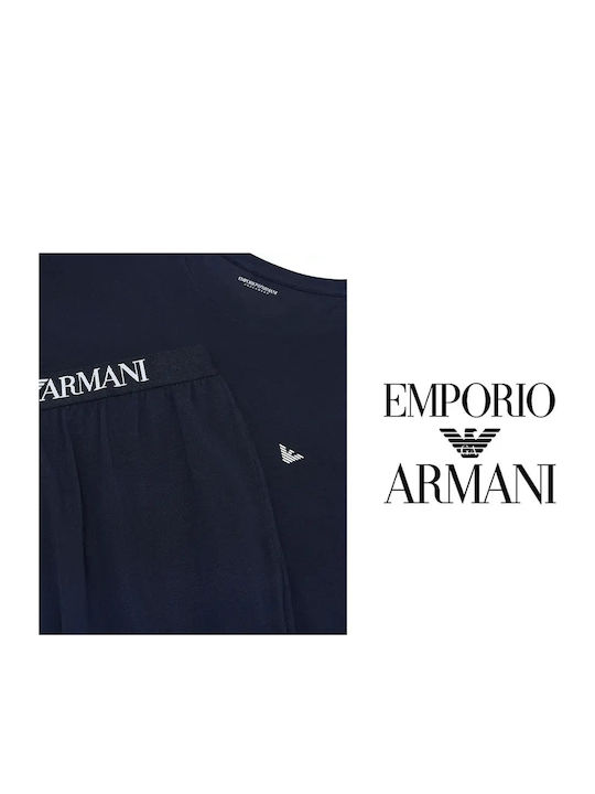 Emporio Armani Winter Herrenpyjama Blau