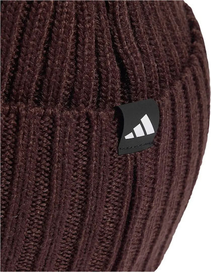 3-stripes Beanie Men's Knitted Beanie in Brown Colour