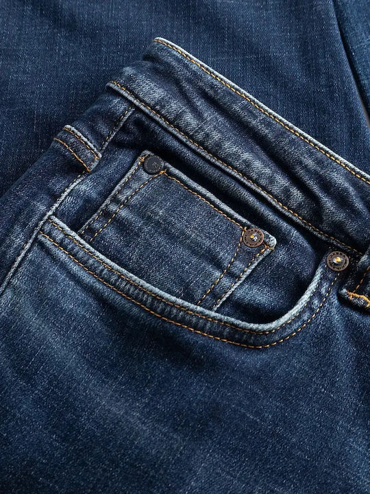 Men's Jeans Pants Slim Straight Fit Dark Blue