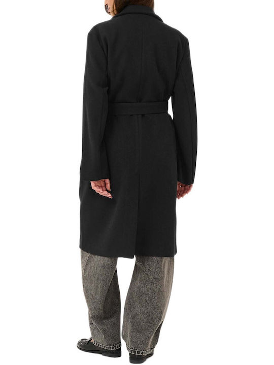 Women's Coat Black with Buttons