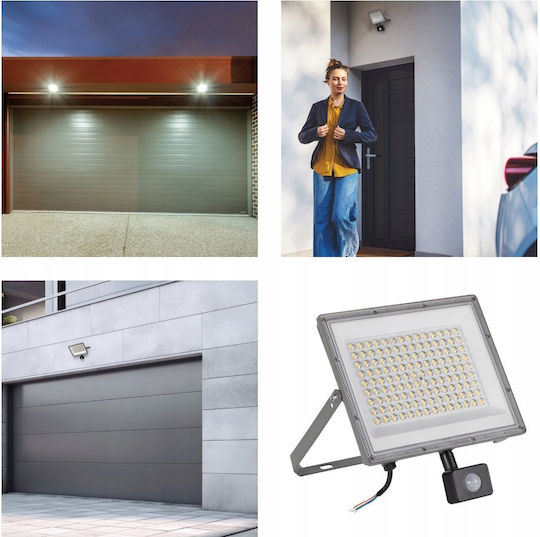 Kanlux Wasserdichter LED Flutlichter 100W Warmes Weiß mit Bewegungssensor IP44