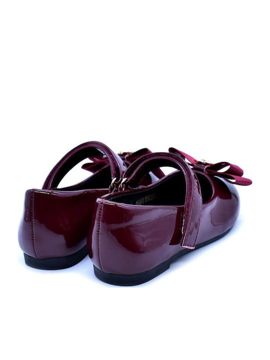 Kids Anatomic Ballerinas with Hoop & Loop Closure Patent Leather Burgundy