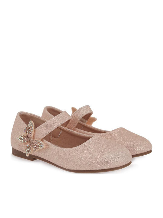 Kids Ballerinas with Hoop & Loop Closure Gold