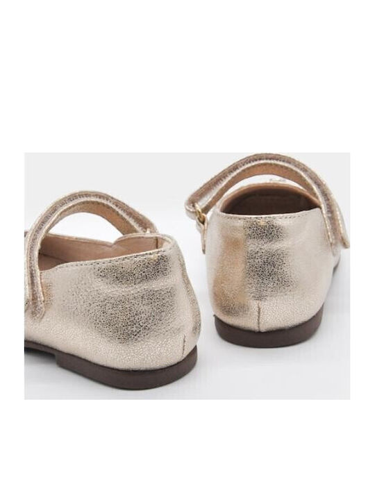 Kids Ballerinas with Hook & Loop Closure Fabric Gold