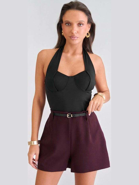 Backless Bodysuit Padded Black