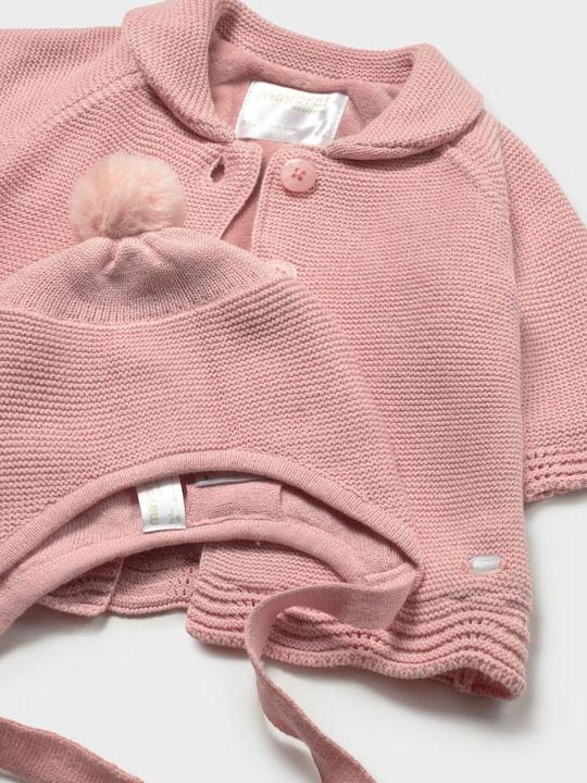 Set Kids Knitted Beanie Pink for Newborn 2 Pieces