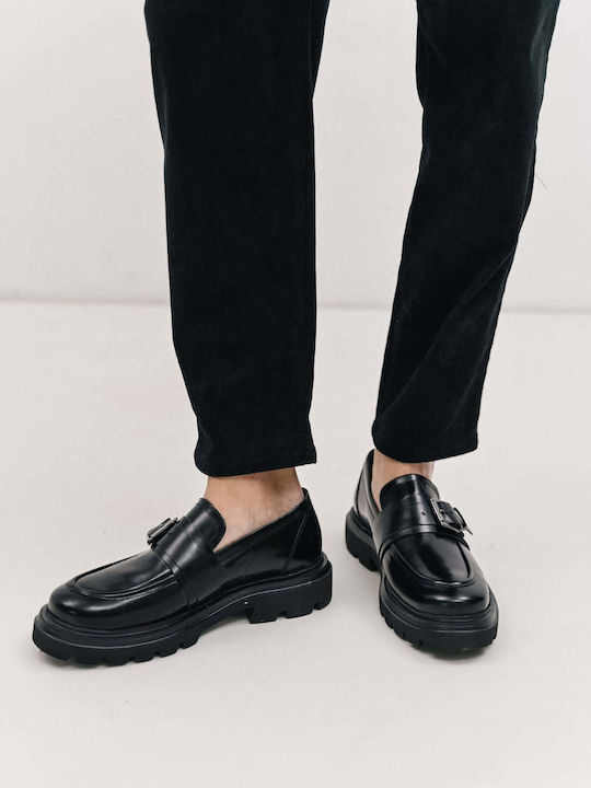 Loafers Din Piele Pentru Bărbați În Culoare Neagră