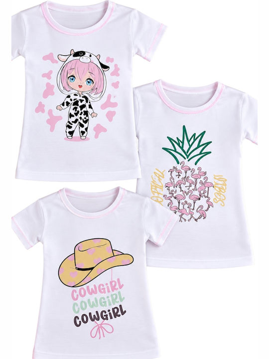 Onurel Set Kids Undershirts 3 Pieces Short-sleeved White
