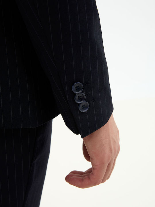 Herrenanzugsjacke Blau Gestreift