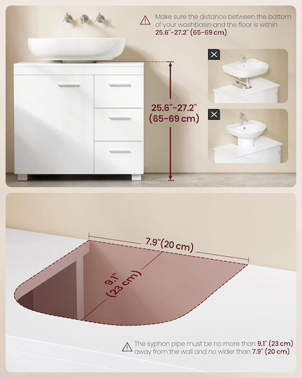 Songmics Ντουλάπι Μπάνιου 70x30x64cm Λευκό