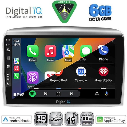 Digital IQ Auto-Audiosystem für Lancia Ypsilon 2006-2011 Bluetooth USB Eingebautes Wi-Fi GPS Apple CarPlay Android Auto mit Touchscreen 9 Zoll