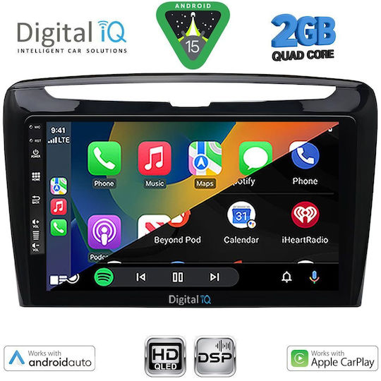Digital IQ Auto-Audiosysteme für Lancia Ypsilon 2011 Bluetooth USB Eingebautes Wi-Fi GPS Apple CarPlay Android Auto mit 9 Zoll Touchscreen