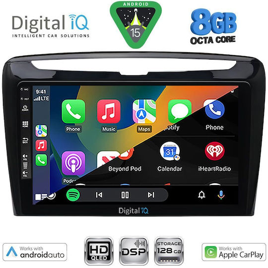Digital IQ Auto-Audiosysteme für Lancia Ypsilon 2011 Bluetooth USB Eingebautes Wi-Fi GPS Apple CarPlay Android Auto mit Touchscreen 9 Zoll