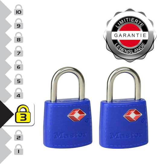 Master Lock Lacăt Potcoavă cu Cheie cu Certificare TSA 23mm 2 Bucăți