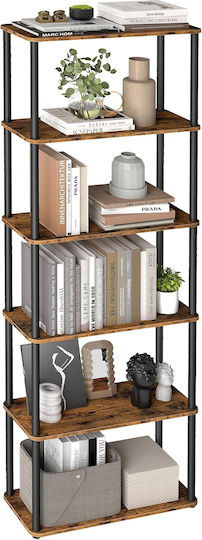 Bibliotecă Rustic Maro și Negru 24x60x174εκ.