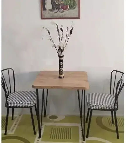 Masă Pătrată de Bucătărie din Lemn cu Cadru Metalic 70x70x75cm