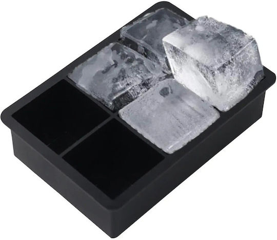 Formă de Gheață Cub din Silicon cu 6 Capacități cu Capac Neagră 132570