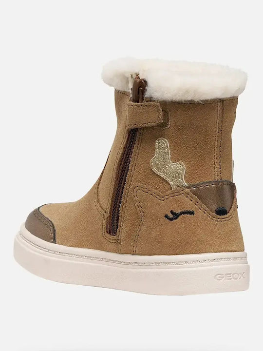 Nashik Suede Kids Ankle Boots with Zipper Beige