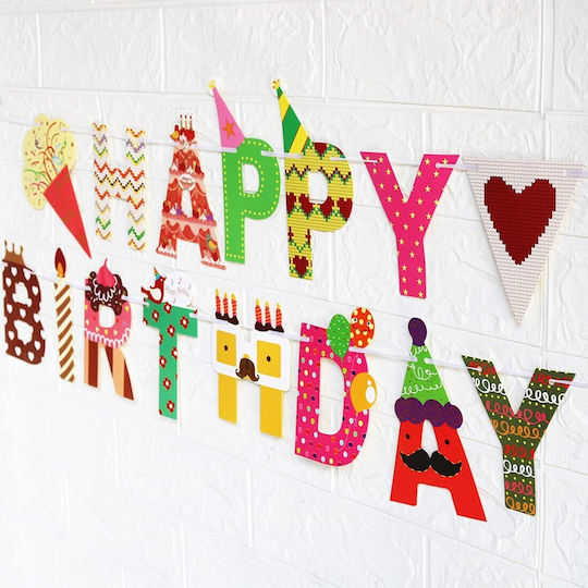 Happy Birthday Banner 100x200 Cm Flippy Included Thread Roll Candy Theme Multicolor