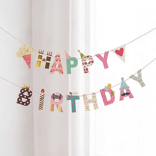 Happy Birthday Banner 100x200 Cm Flippy Included Thread Roll Candy Theme Multicolor